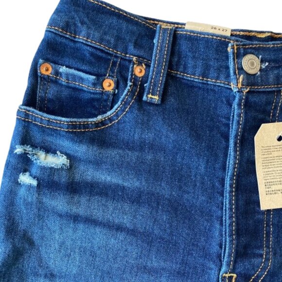 Levi's Ribcage Straight Ankle Jeans Button Fly Women's 26 Dark Indigo NWT - Picture 5 of 10
